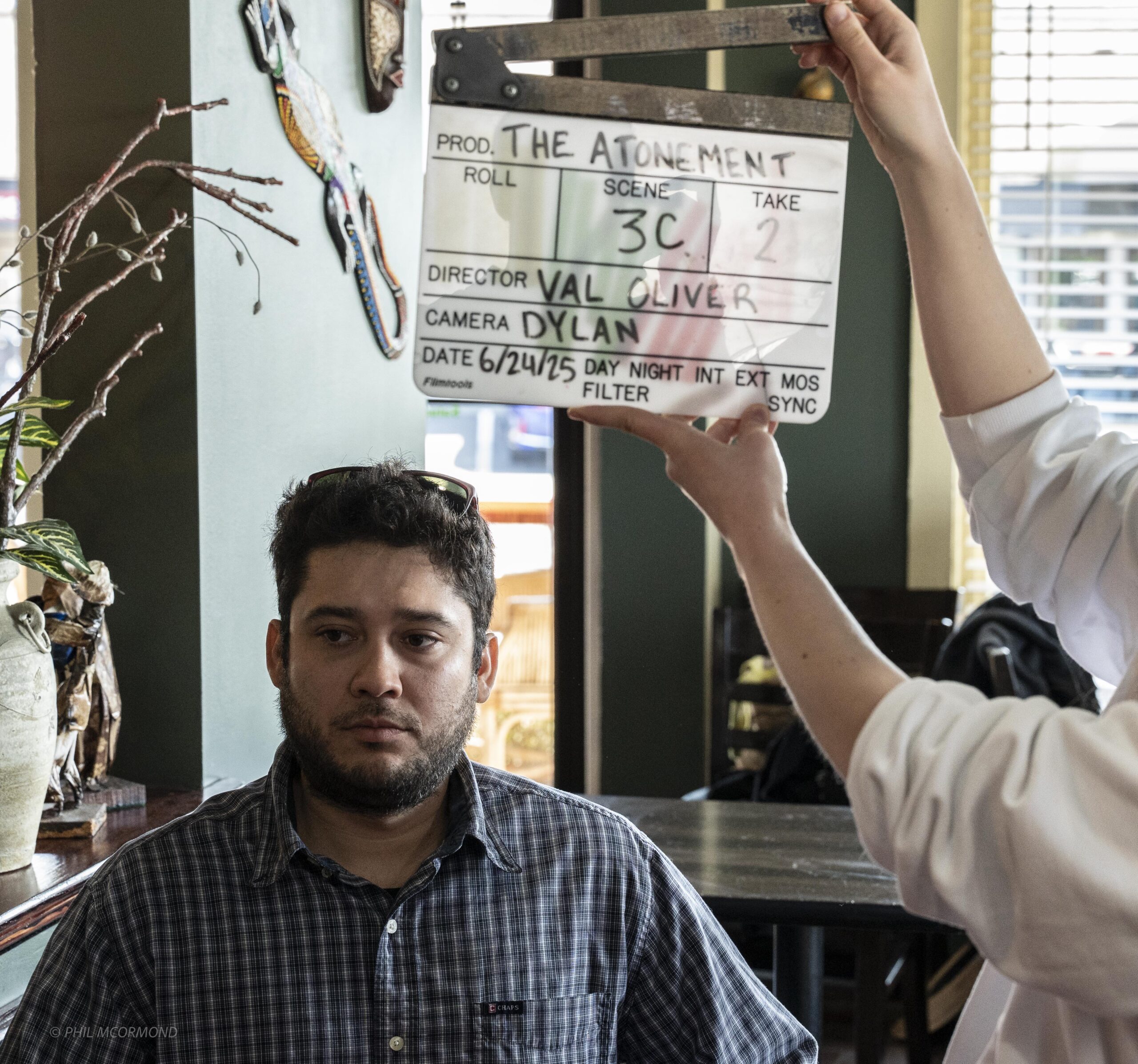 Clapperboard on set