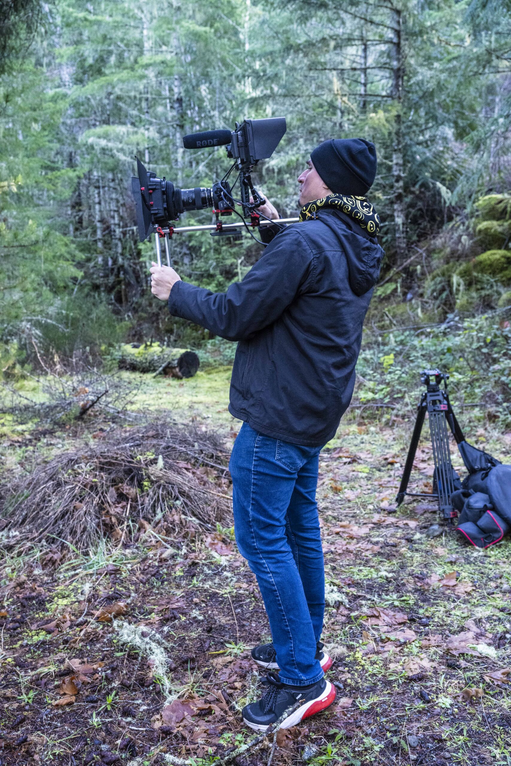Dylan James Newstead on set